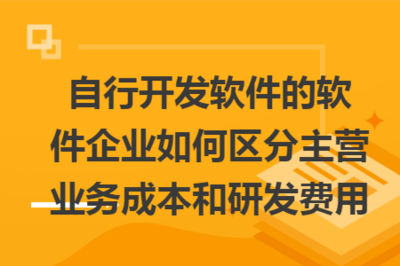 自行開發(fā)軟件的軟件企業(yè)如何區(qū)分主營業(yè)務(wù)成本與研發(fā)費用——以技術(shù)開發(fā)及銷售為例